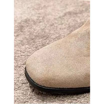 DANEA - Botas altas planas con punta redonda para mujer