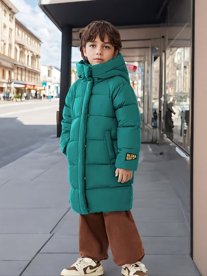 Chaqueta de invierno de media longitud con cremallera para niños y niñas