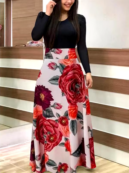 ELISA - Vestido de manga larga con estampado floral para mujer