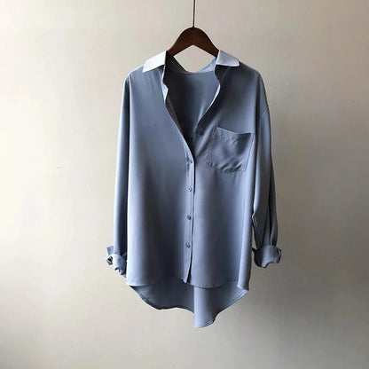 Blusa de satén sedoso con corte clásico y estilo refinado – DALIA