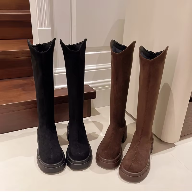 LIA - Botas altas con puntera redonda para mujer