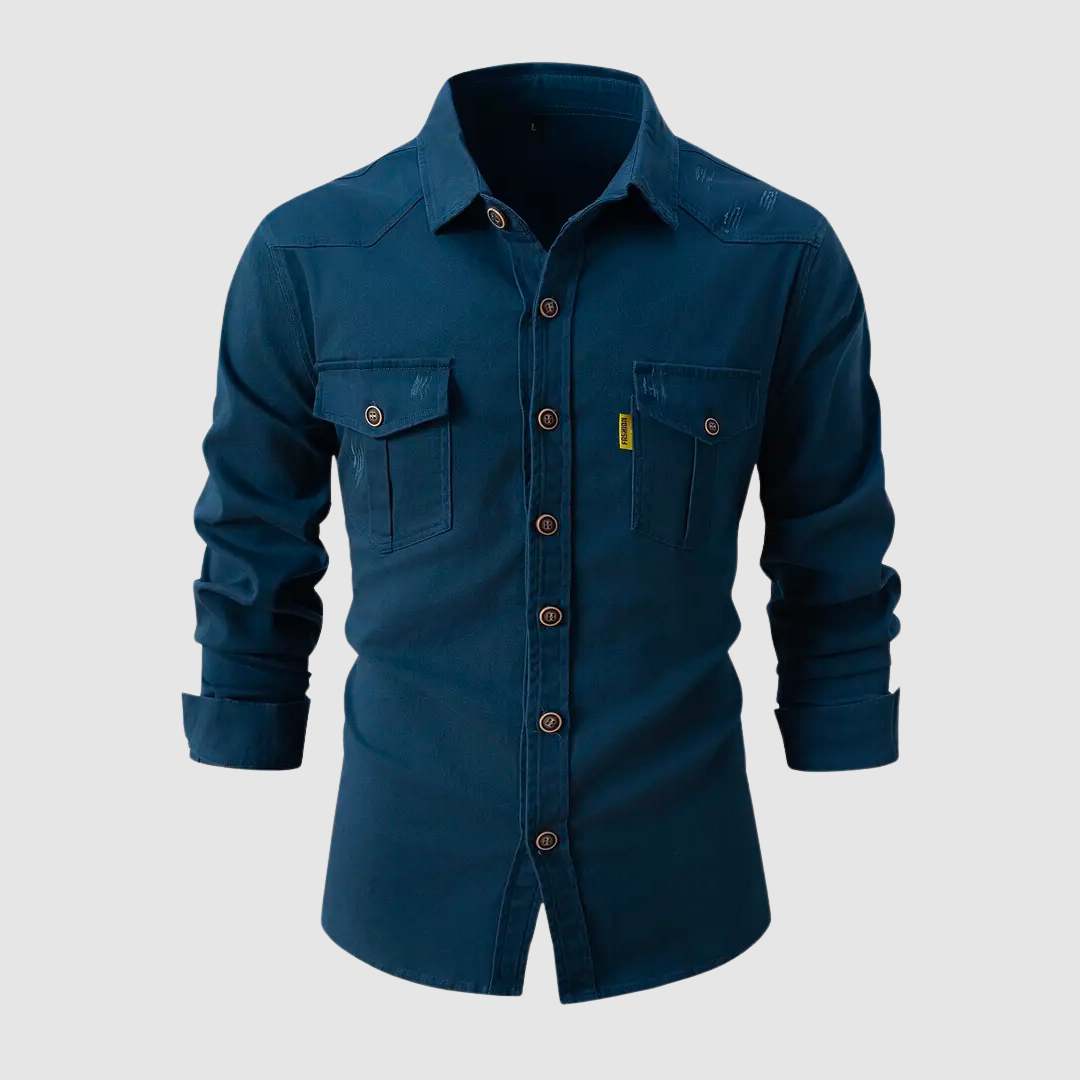 RAMIRO - Camisa utility de manga larga con botones para hombre