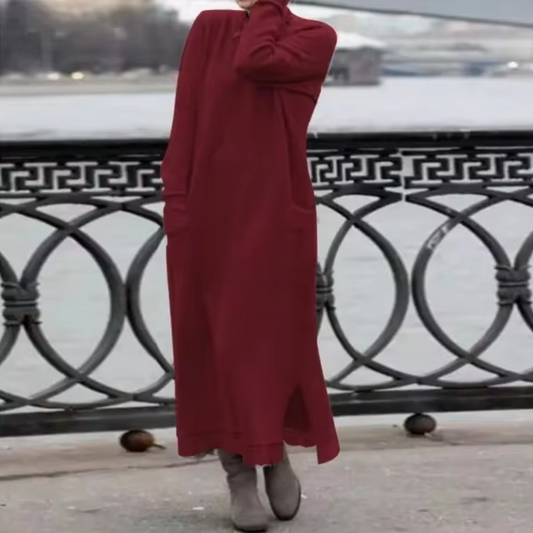 ELARA - Vestido sudadera holgado de terciopelo para mujer