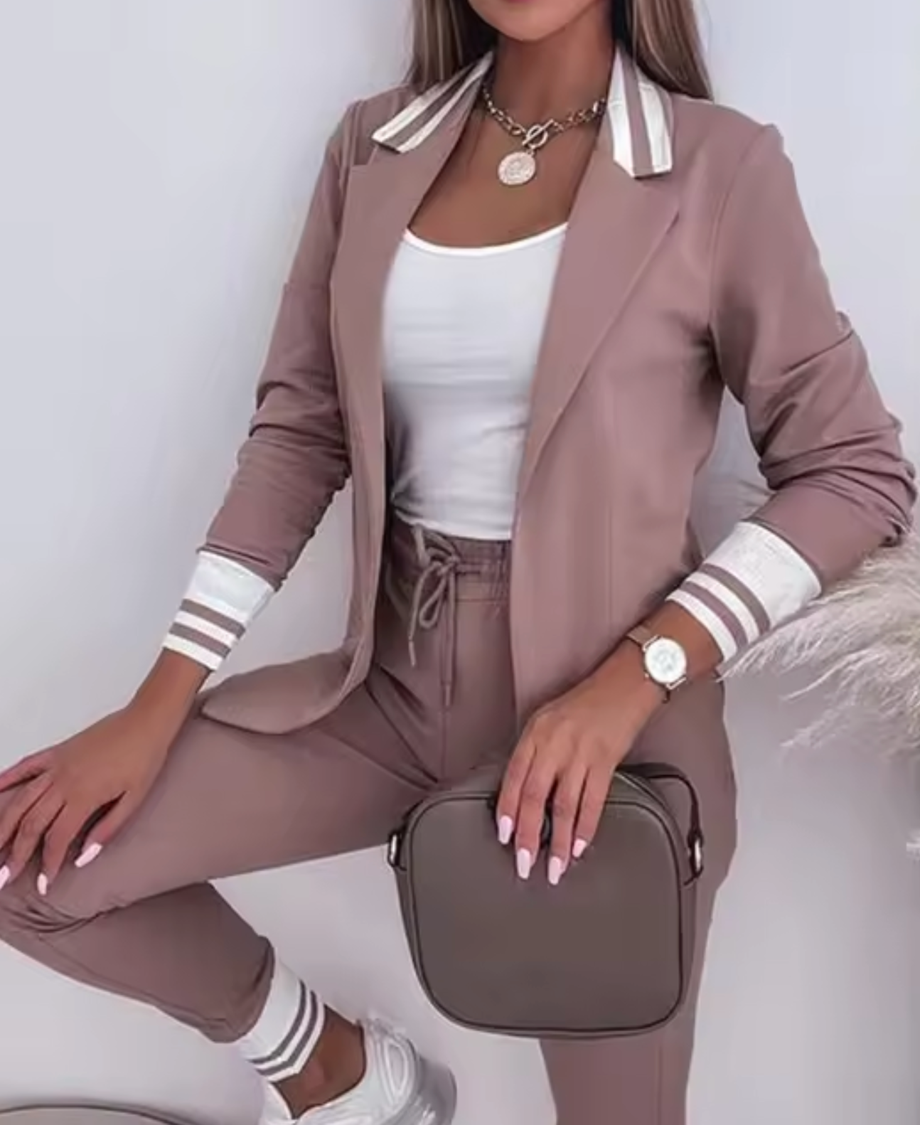 ISLA - Conjunto de blazer y pantalón para mujer