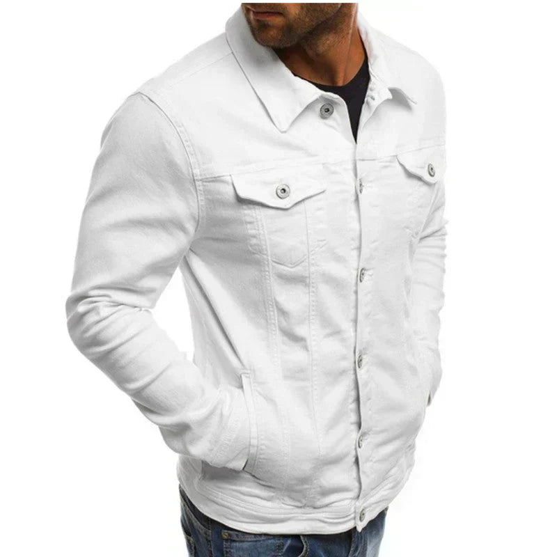 XENON - Chaqueta vaquera casual con bolsillos y botones para hombre