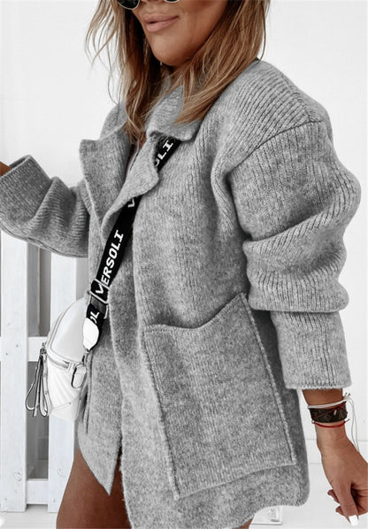 Charlotte - Cardigan de punto con mangas oversize para mujer Gris