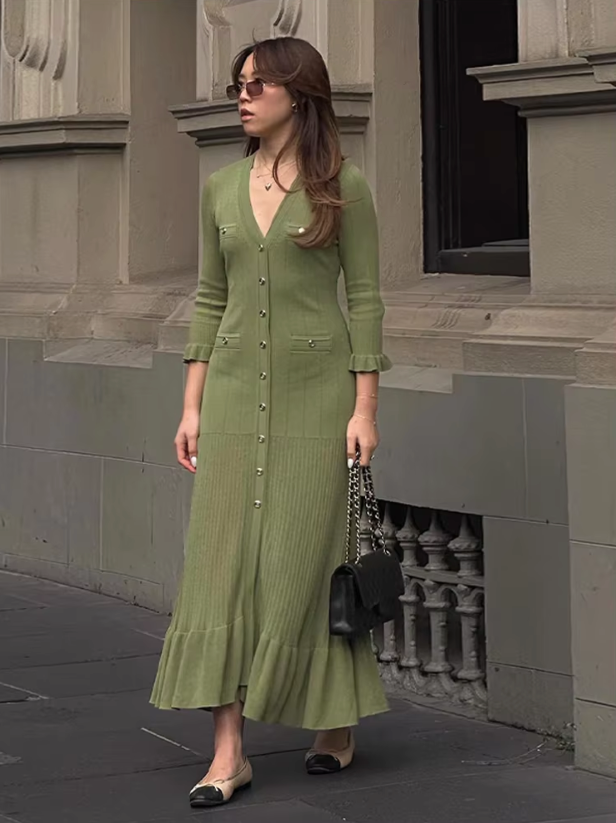 CELINE - Vestido de punto con volantes para mujer