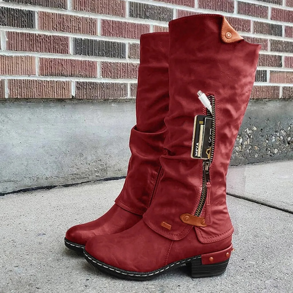 ELARA - Botas altas ligeras con botón metálico para mujer