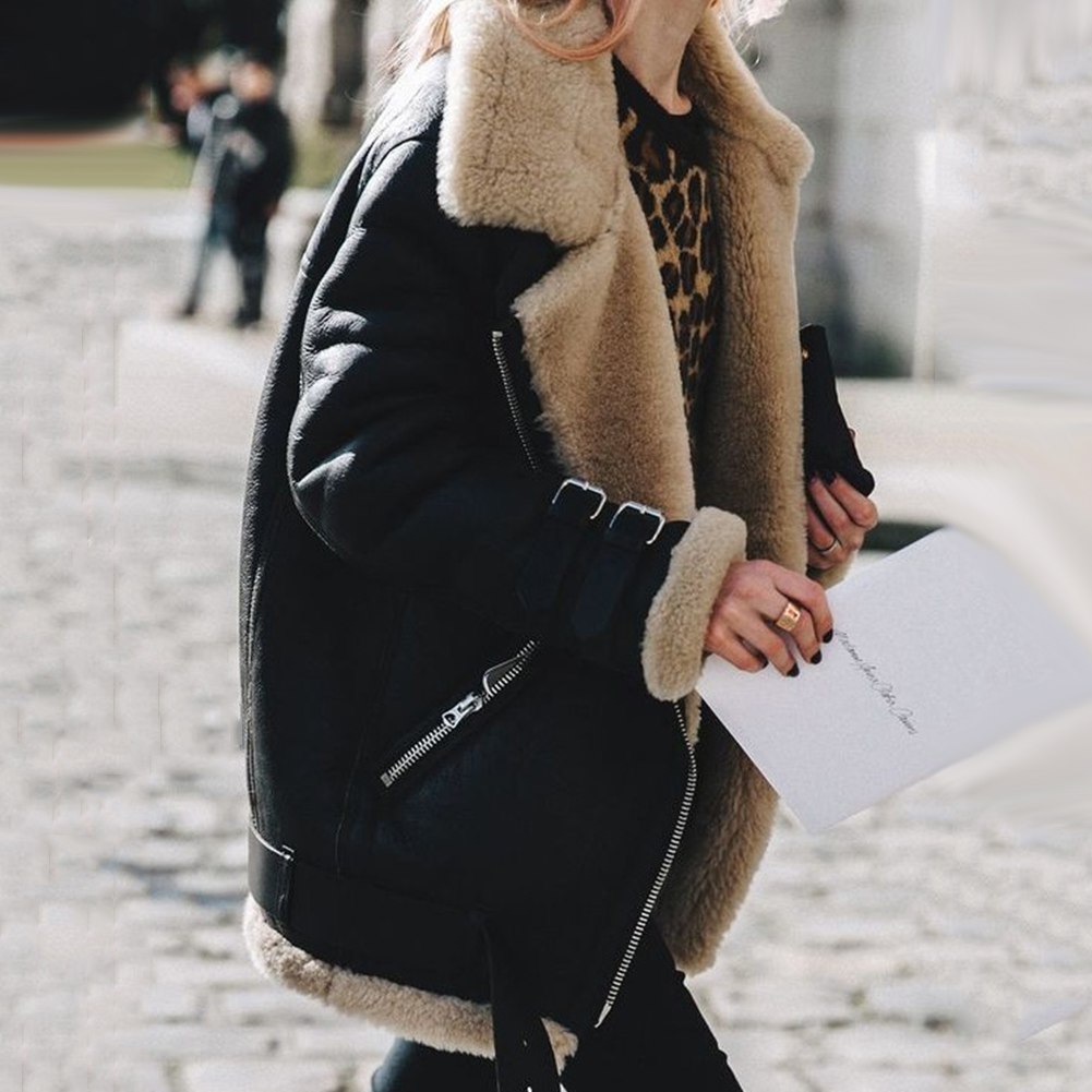 María - Chaqueta Gruesa de Invierno de Talla Grande Para Mujer Negro