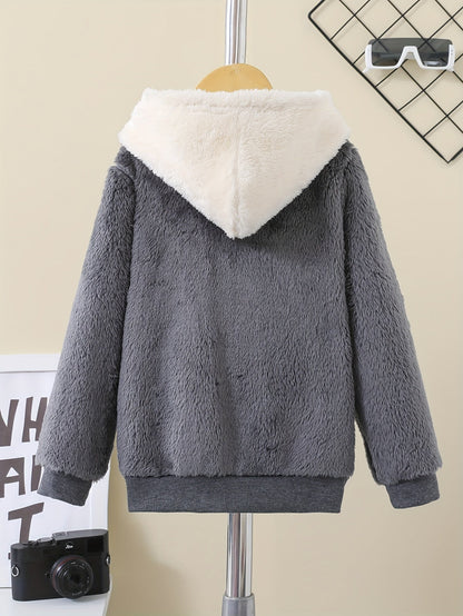 LEIF - Chaqueta de forro polar con capucha y cremallera para niños