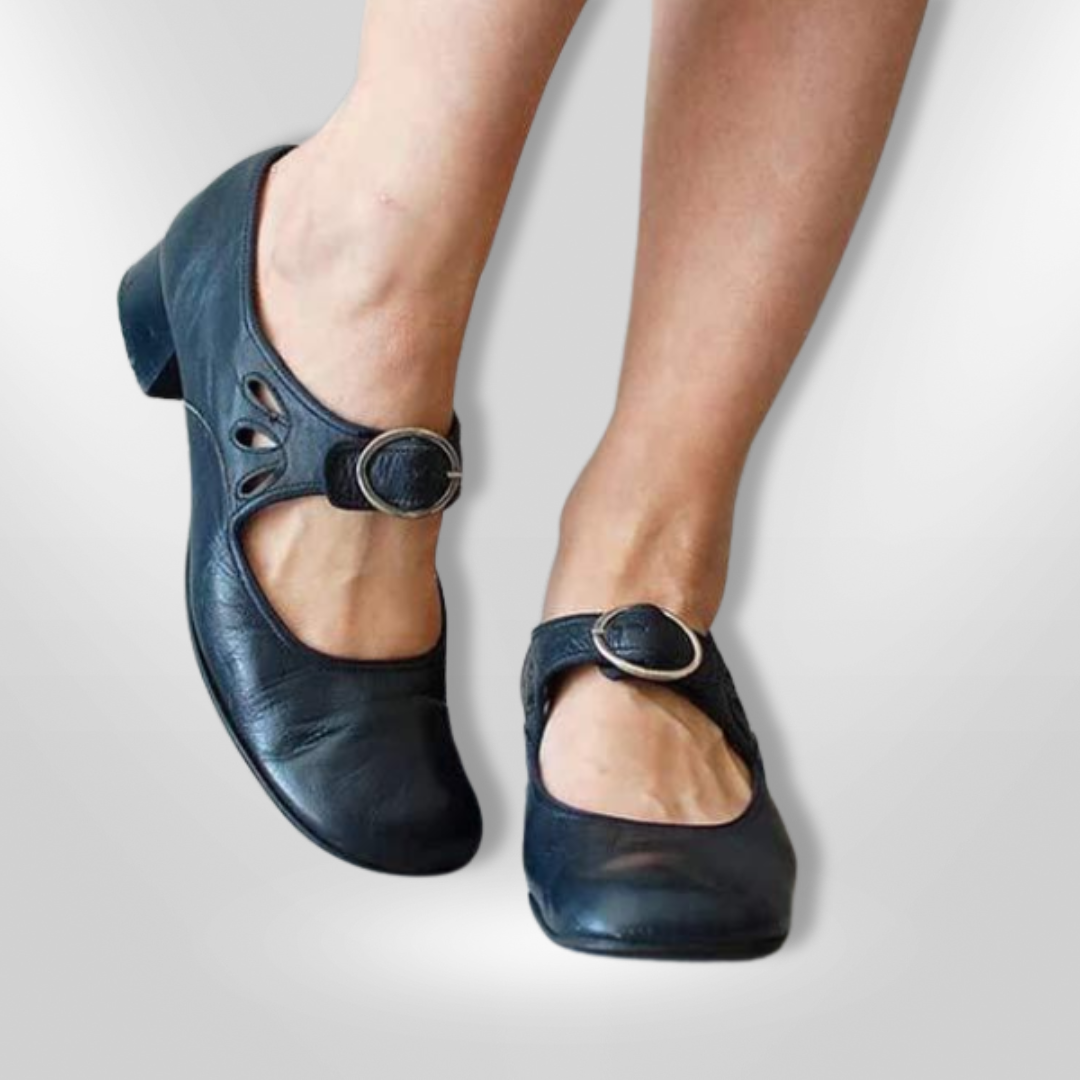 Sandalias clásicas de cuero con tiras cruzadas y suela cómoda – EMMARA