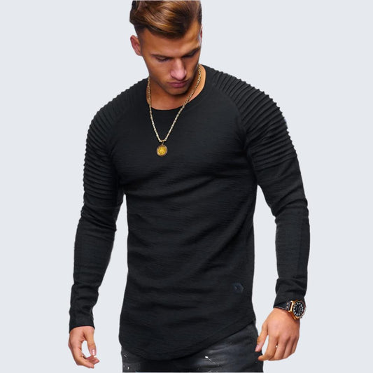 MATEO - Jersey de canalé para hombre con cuello redondo y mangas largas