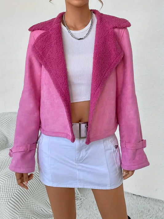 ADELINA – Chaqueta vintage de cuero rosa para mujer