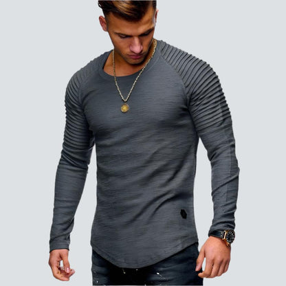 MATEO - Jersey de canalé para hombre con cuello redondo y mangas largas