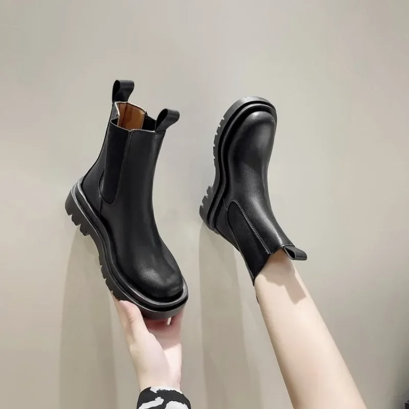 NEREA - Botas Chelsea para mujer con doble tirador y suela gruesa