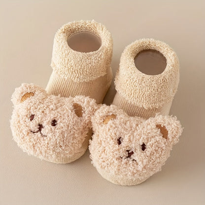 ISABEL - Calcetines antideslizantes con diseño de osito para recién nacidas