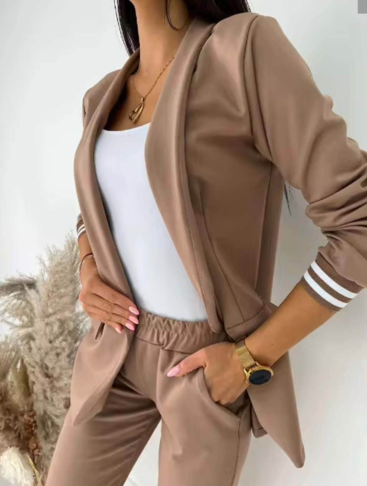 ISLA - Conjunto de blazer y pantalón para mujer