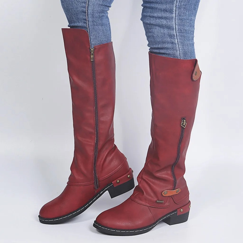 ELARA - Botas altas ligeras con botón metálico para mujer