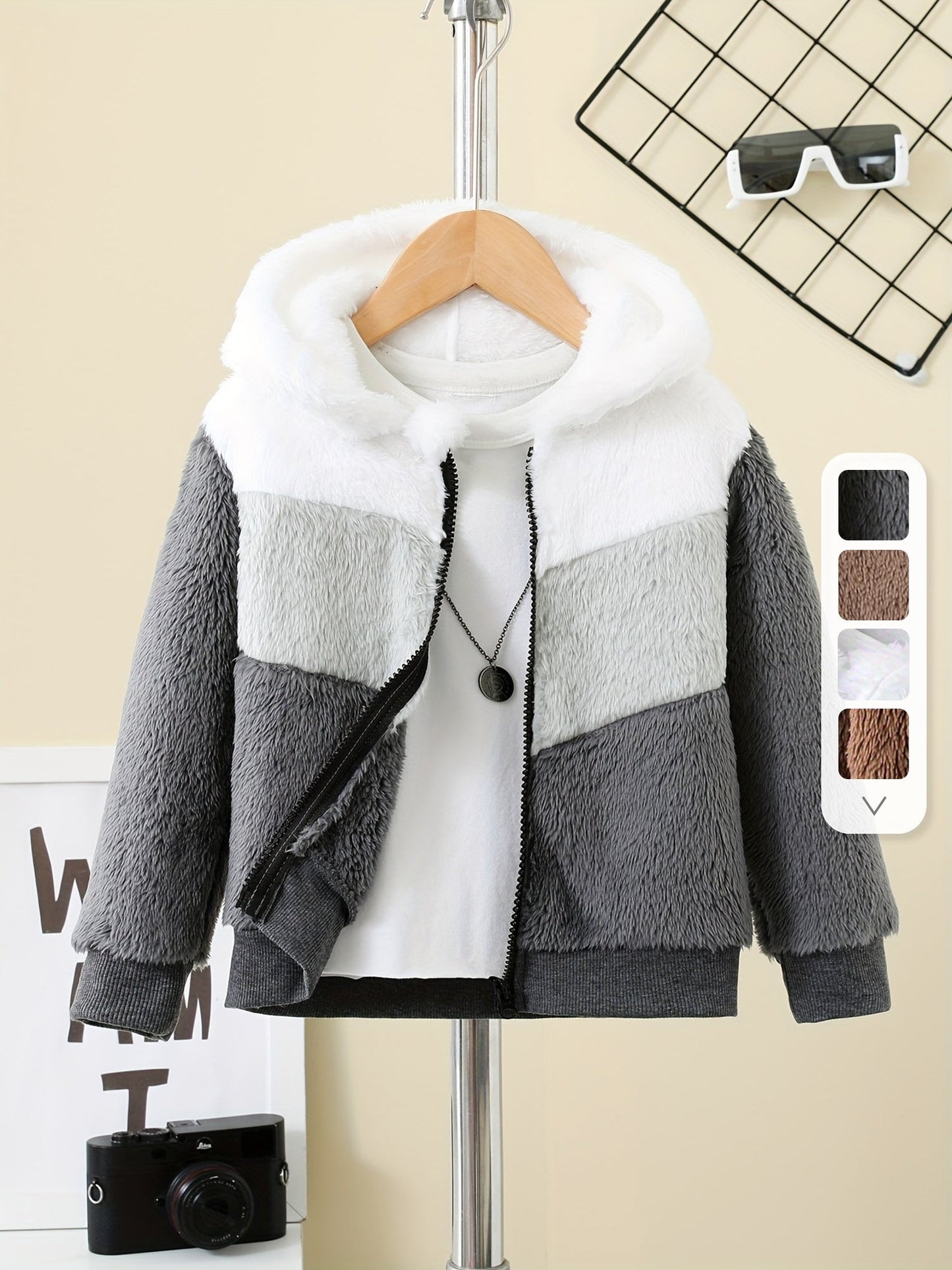 LEIF - Chaqueta de forro polar con capucha y cremallera para niños