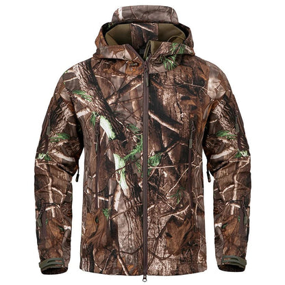 BJORN - Chaqueta de trabajo softshell camuflada con capucha para hombre