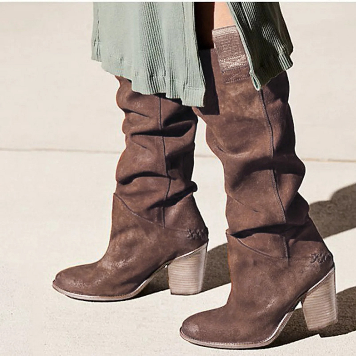 CELINE - Botas altas de terciopelo transpirables para mujer