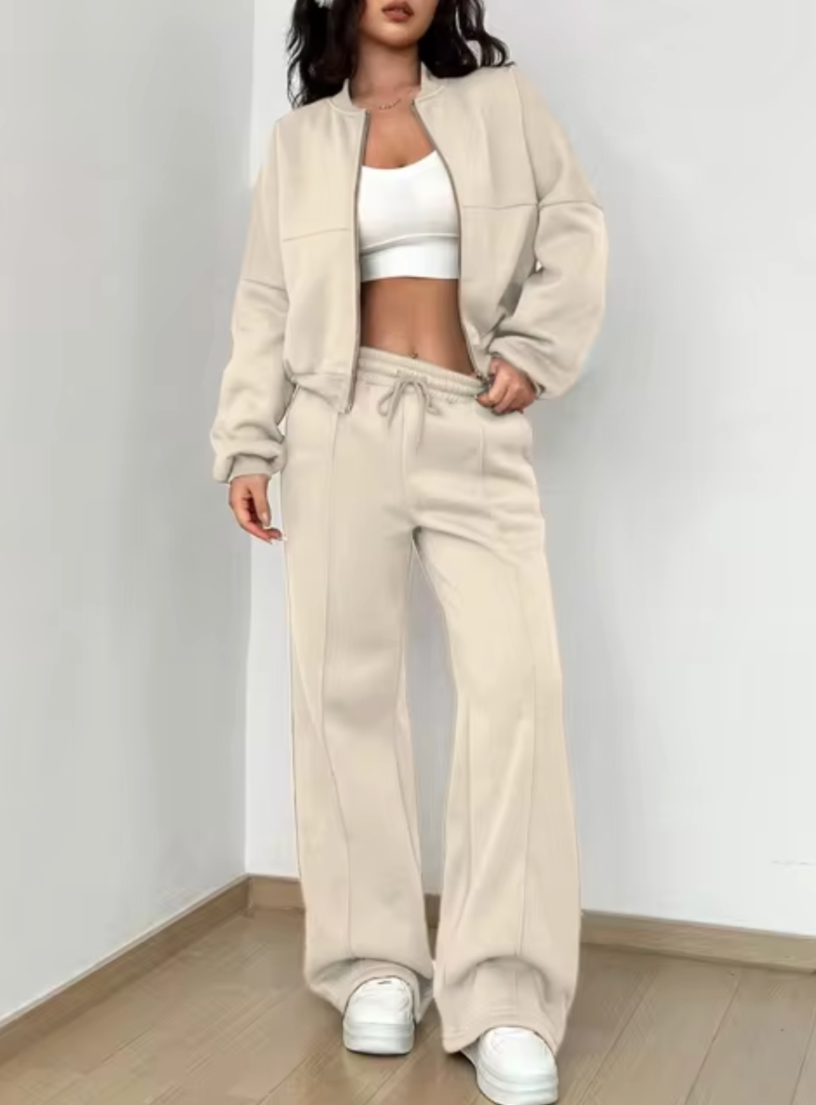 VALENTINA - Conjunto de abrigo con cremallera y pantalón tipo jogging para mujer