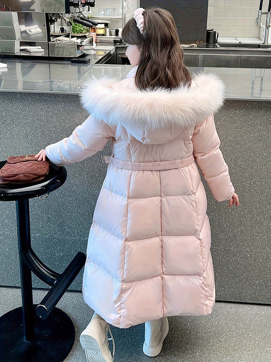 LIA - Abrigo de invierno de algodón estilo puffer con capucha para niñas