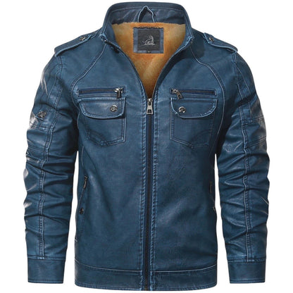 WELLESLEY - Chaqueta de cuero con forro de forro polar para hombre