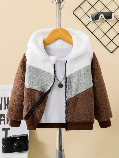 LEIF - Chaqueta de forro polar con capucha y cremallera para niños