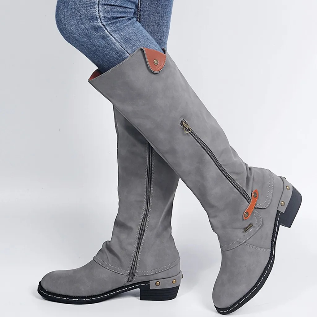 ELARA - Botas altas ligeras con botón metálico para mujer