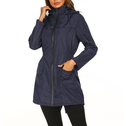 Evelyn - Chaqueta impermeable con capucha cortavientos para mujer Azul