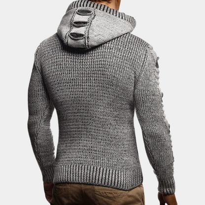 HUGO - Sudadera de punto con capucha y botones para hombre