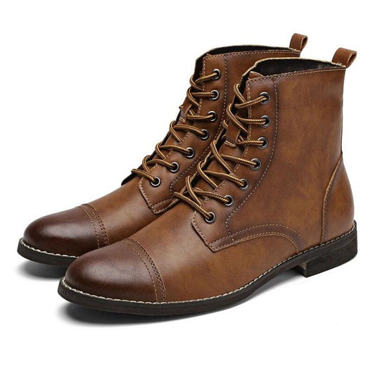 RONAN - Botas elegantes de cuero con cordones caña media para hombre