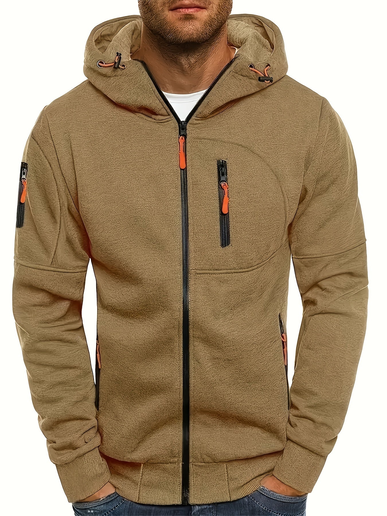 IVAN - Sudadera con cremallera y capucha ajustable para hombre