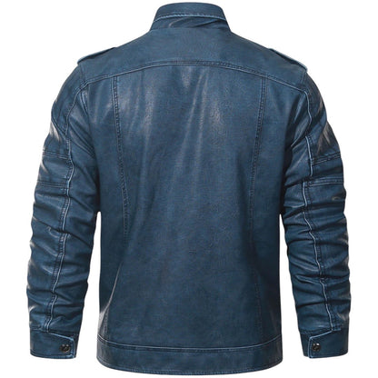 WELLESLEY - Chaqueta de cuero con forro de forro polar para hombre