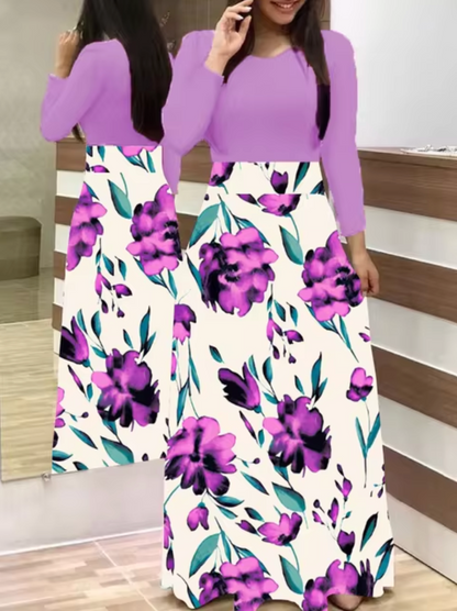 ELISA - Vestido de manga larga con estampado floral para mujer