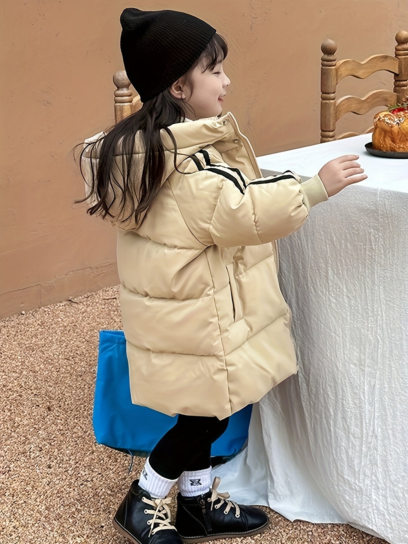 OLLIE - Chaqueta acolchada de invierno con detalles a rayas para niñas y niños