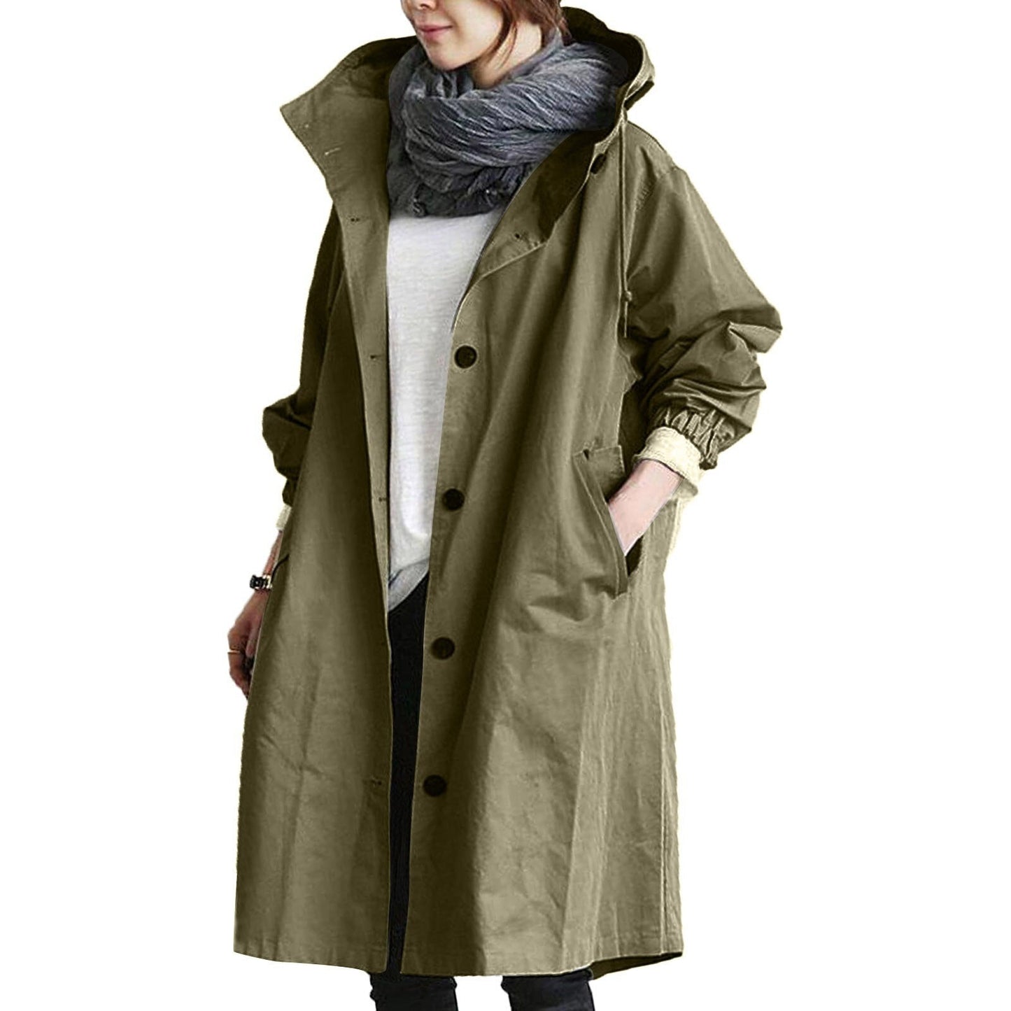 RIALTA - Gabardina larga impermeable de invierno para mujer