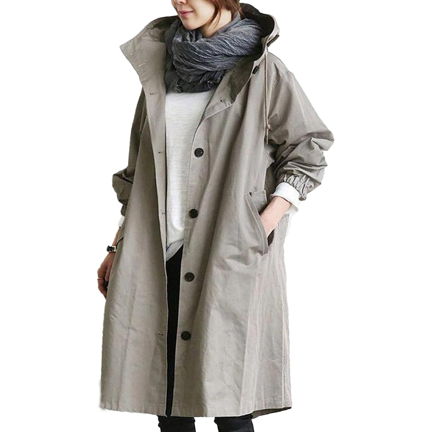 RIALTA - Gabardina larga impermeable de invierno para mujer