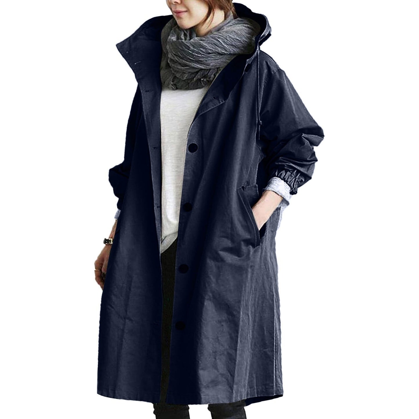 RIALTA - Gabardina larga impermeable de invierno para mujer