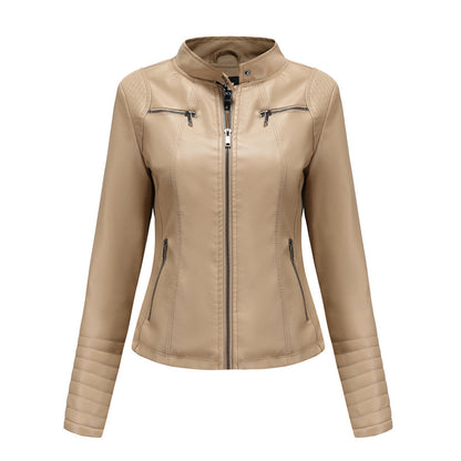 ELISA – Chaqueta de cuero elegante con mangas acanaladas para mujer