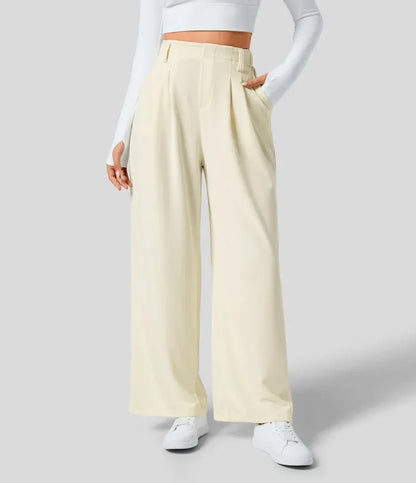 KORDYN - Pantalón elegante de talle alto con pernera ancha para mujer