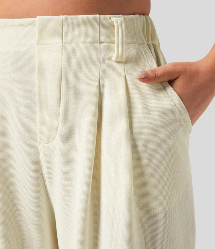 KORDYN - Pantalón elegante de talle alto con pernera ancha para mujer