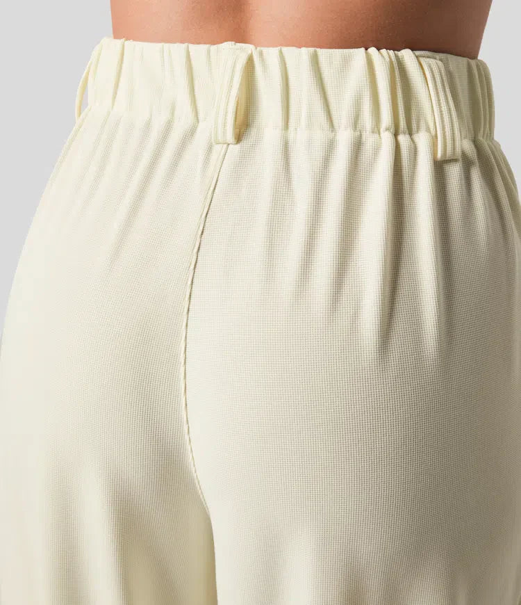 KORDYN - Pantalón elegante de talle alto con pernera ancha para mujer