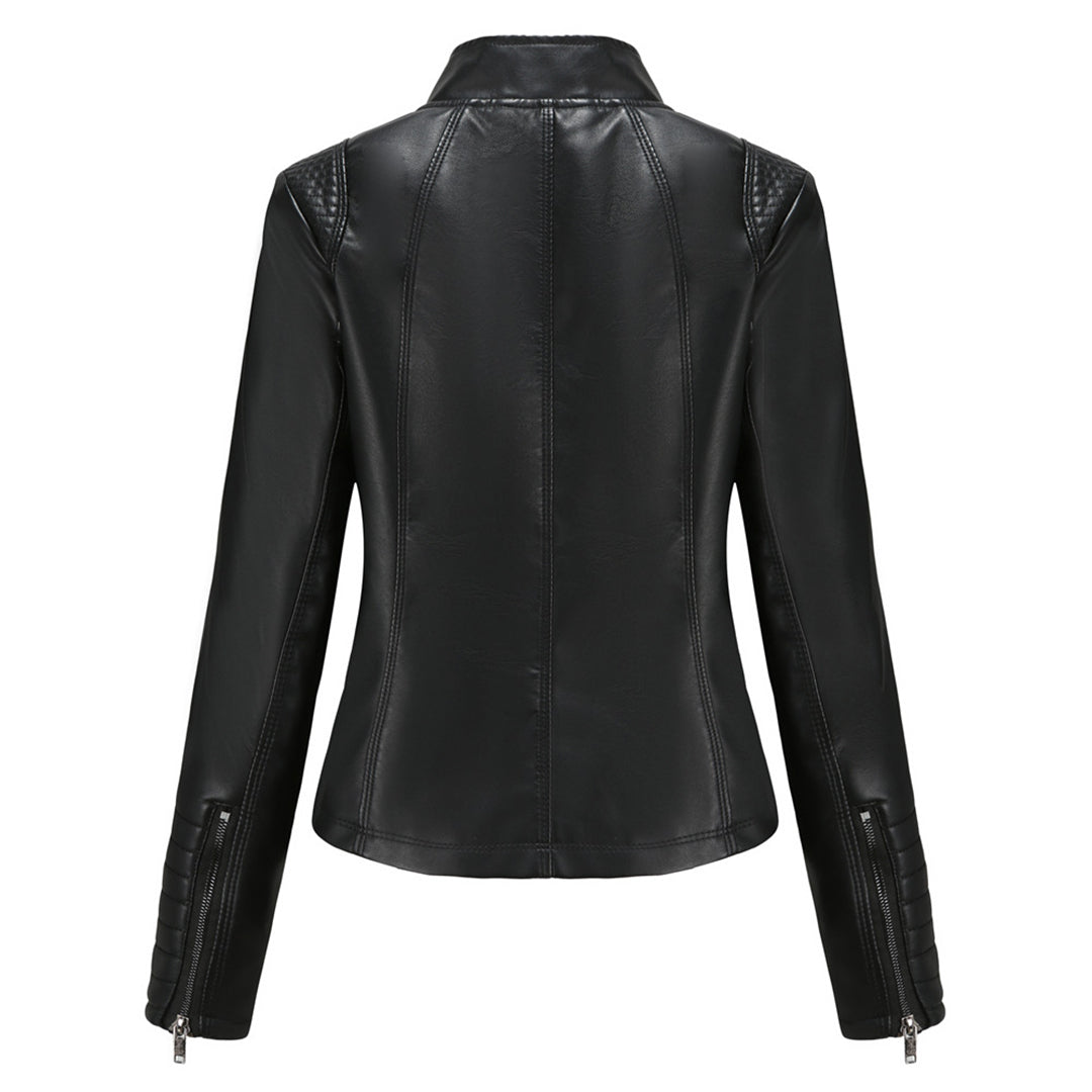 ELISA – Chaqueta de cuero elegante con mangas acanaladas para mujer