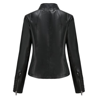 ELISA – Chaqueta de cuero elegante con mangas acanaladas para mujer