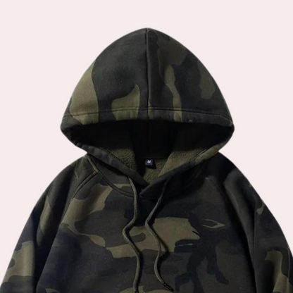 AZZURRA - Sudadera con capucha relajada de camuflaje para hombre