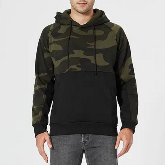 AZZURRA - Sudadera con capucha relajada de camuflaje para hombre