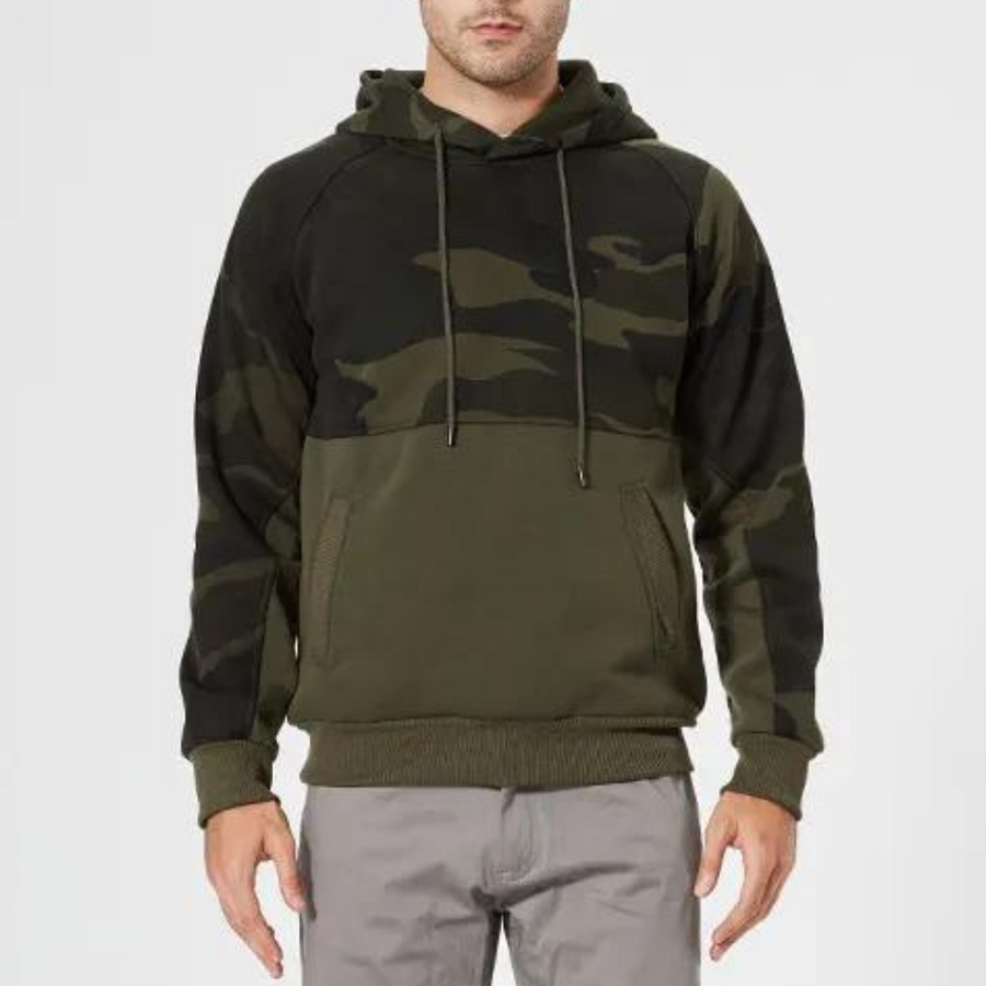 AZZURRA - Sudadera con capucha relajada de camuflaje para hombre