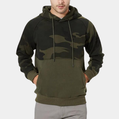 AZZURRA - Sudadera con capucha relajada de camuflaje para hombre